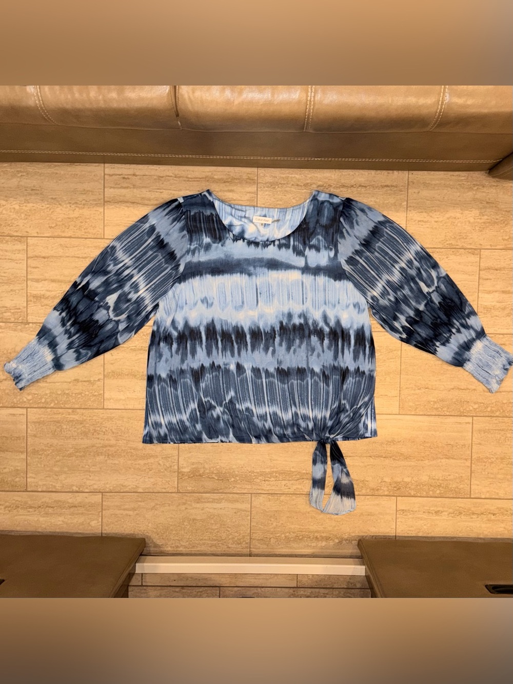 Calvin Klein Women's Everyday Crew Neck Printed Chiffon Sleeve Blouse Size 2X - Picture 4 of 16